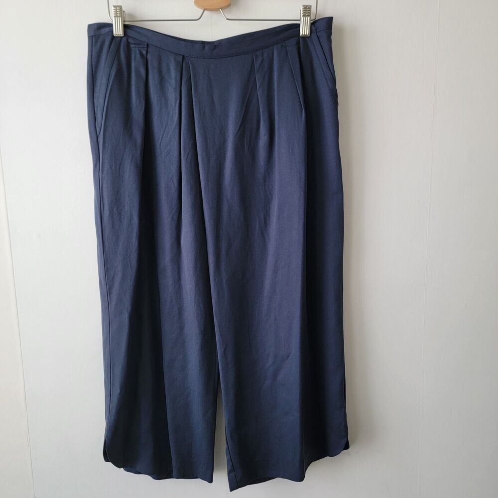 Garnet Hill womens Pleated cropped pants size 14 High-waisted Wide leg